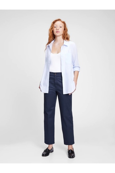 GAP Kadın Lacivert High Rise Girlfriend Washwell™ Khaki Pantolon
