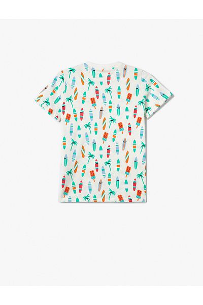 Koton Tricou Imprimat Surf mânecă scurtă Decolteu Crew Bumbac