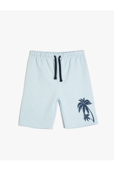 Koton Palm Tree Printed Tie Waist Shorts