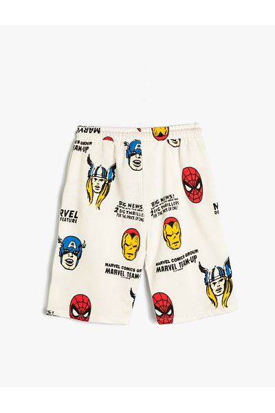 Koton Marvel Licensed εμπριμέ βαμβακερό σορτς - Δέσιμο στη μέση και την τσέπη