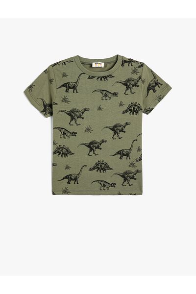 Koton T-Shirt Dinosaur printed κοντό μανίκι Crew λαιμόκοψη από βαμβάκι