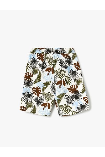 Koton Shorts Leaf Printed Pocket Tie Waist
