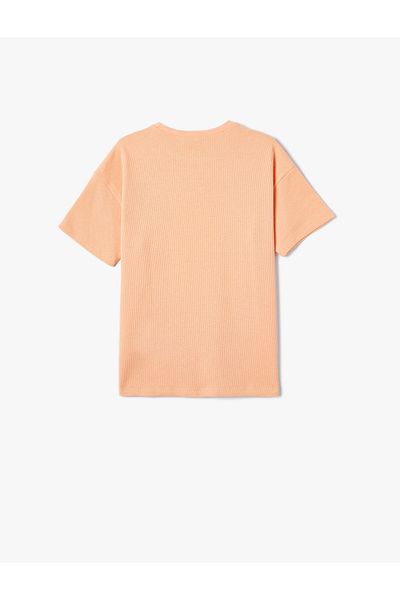 Koton T-shirt z krótkim rękawem i nadrukiem na deskorolce, teksturowana bawełna z okrągłym dekoltem