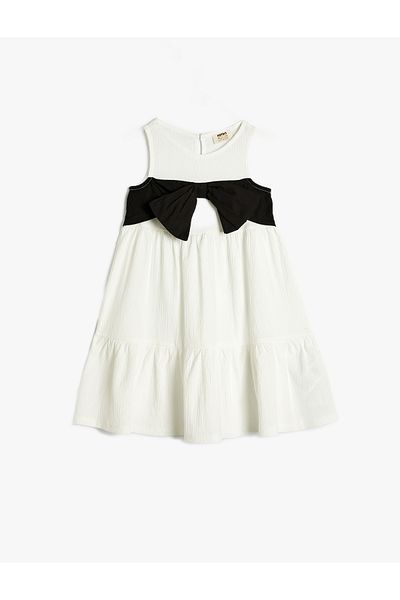 Koton Ärmelloses Kleid mit Rundhalsausschnitt und Schleifendetail