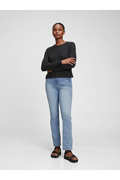 GAP Kadın Açık Mavi High Rise Washwell™ Classic Straight Jean Pantolon
