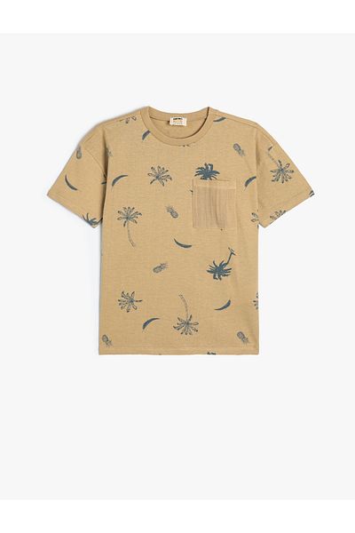 Koton Tricou Imprimat Palmier mânecă scurtă Decolteu Crew Bumbac