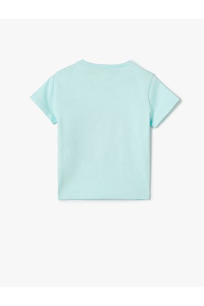 Koton Tricou imprimat cu mânecă scurtă cu decolteu ras din bumbac