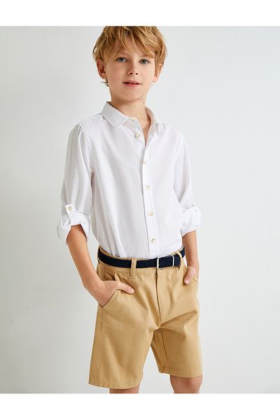 Koton Chino-Shorts mit Gürteldetail und Taschen aus Baumwolle