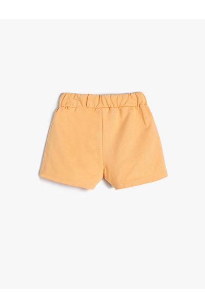 Koton Shorts with Tie Waist, Elastic Pocket and Butterfly Embroidery Detail