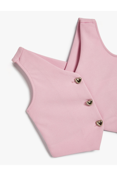 Koton Crop Vest with Cross Heart Button Detail on the Back