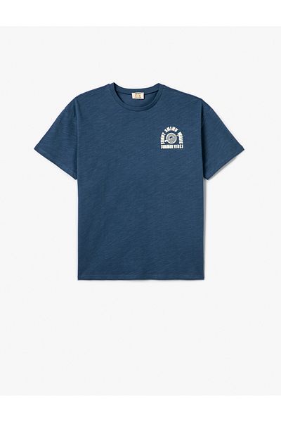 Koton Tricou din bumbac cu mânecă scurtă, cu imprimeu la spate, cu decolteu rotund