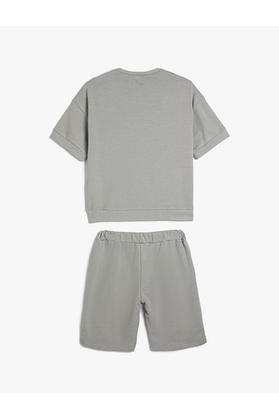 Koton 2-Piece T-Shirt Shorts Set Print Detailed Cotton