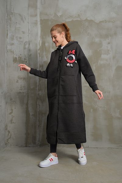 esrastyle Dark Grey 3 Thread Chartoned Hudi
