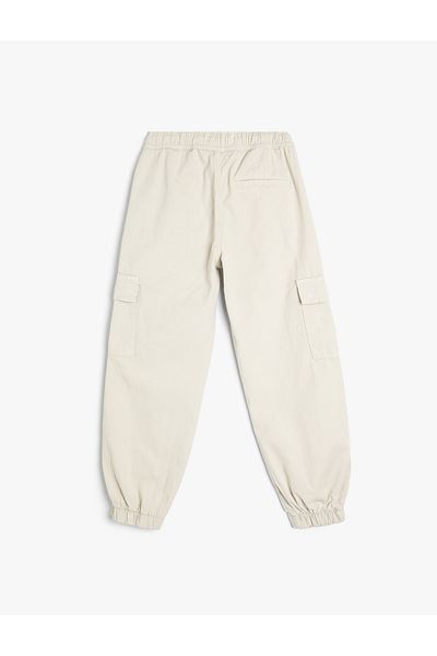 Koton Cotton Cargo Jogger Pants - Pockets and Waist Ties