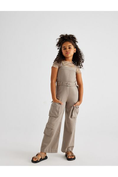 Koton Full Length Cargo Pocket Strappy Jumpsuit