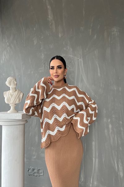 LİLA İSTANBUL Crew Neck and Bat Sleeve Double Knitwear Dress - Standard Size S/M/L/Xl