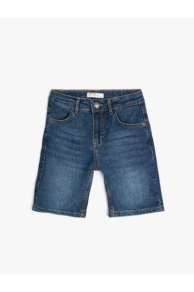 Koton Denim Shorts Pocketed Cotton Button Closure