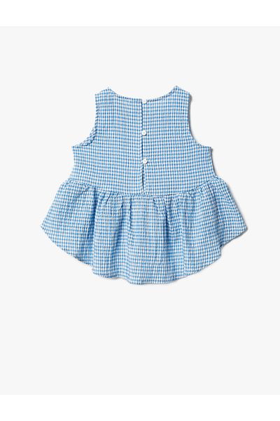 Koton Gingham Blouse Sleeveless Ruffle Detailed