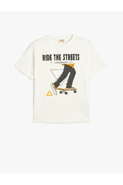 Koton Μπλουζάκι με κοντό μανίκι Skateboard με στάμπα βαμβακερή λαιμόκοψη