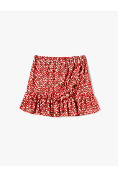 Koton Floral Mini Skirt with Comfortable Cut Ruffle Detail and Elastic Waist