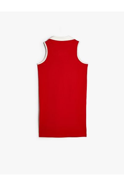 Koton Short Sleeve Polo Neck Print Detailed Dress