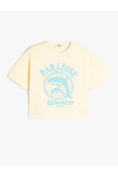 Koton T-Shirt Dolphin printed κοντό μανίκι Crew λαιμόκοψη από βαμβάκι