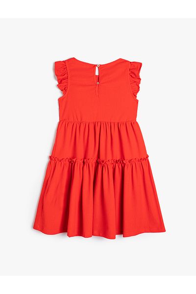Koton Crew Neck Layered Ruffle Detailed Sleeveless Dress