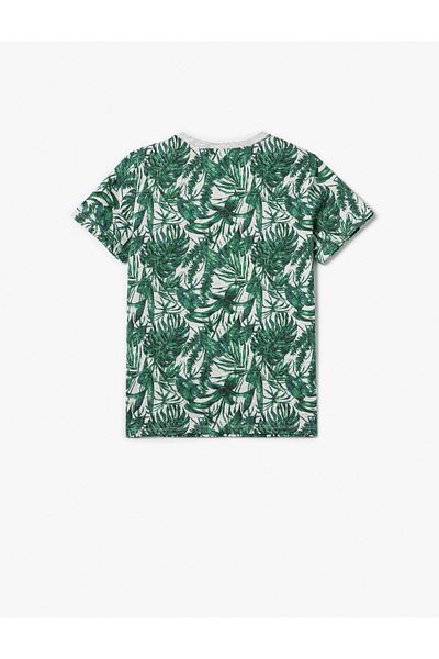 Koton T-Shirt Short Sleeve Crew Neck Leaf Printed Cotton
