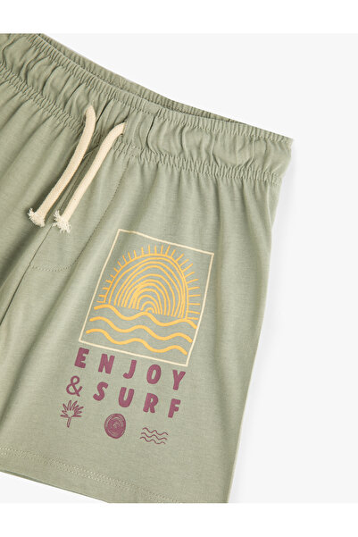 Koton Şort Beli Bağlamalı Baskılı Yaz Temalı Baskı Detaylı