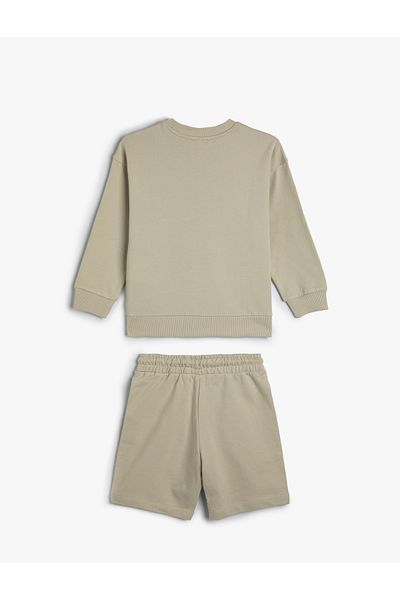 Koton Cotton 2-Piece Sweatshirt and Shorts Set - Print Detailed