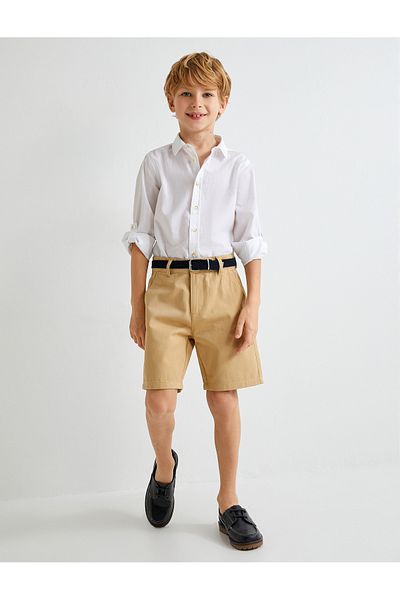 Koton Chino-Shorts mit Gürteldetail und Taschen aus Baumwolle