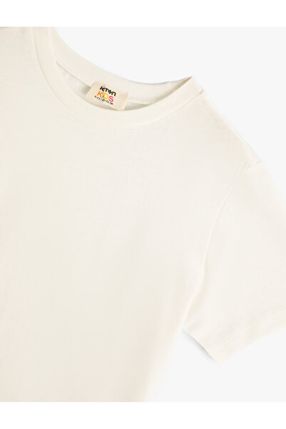 Koton Βαμβακερό μπλουζάκι με κοντό μανίκι με λαιμόκοψη