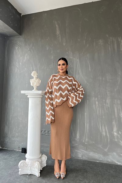 LİLA İSTANBUL Crew Neck and Bat Sleeve Double Knitwear Dress - Standard Size S/M/L/Xl