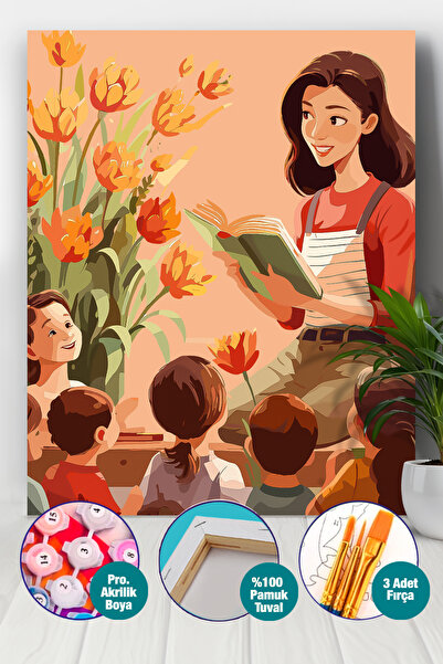 Picasso Sayılarla Boyama Numaralı Tuval Seti Fırça Boya Dahil 40x50 Cm Öğretm...