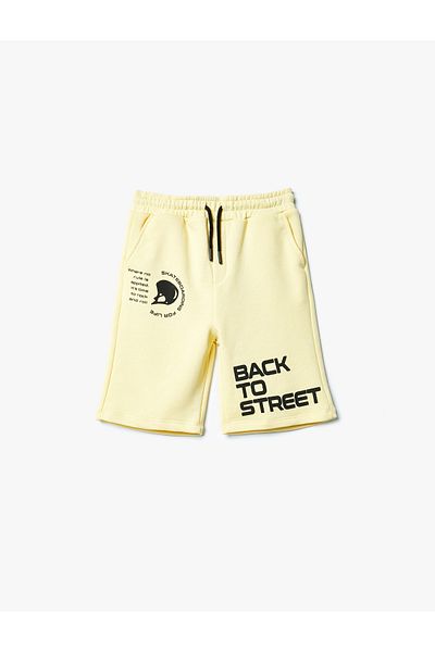Koton Shorts Slogan Printed Pocket Tie Waist
