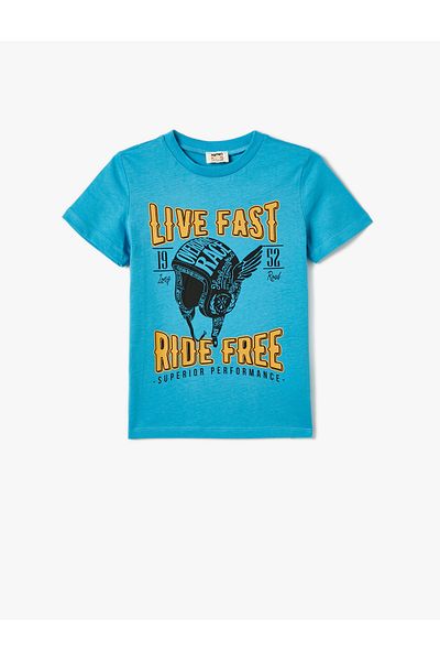 Koton Tricou cu mânecă scurtă, cu tematică pentru motocicletă, de bumbac
