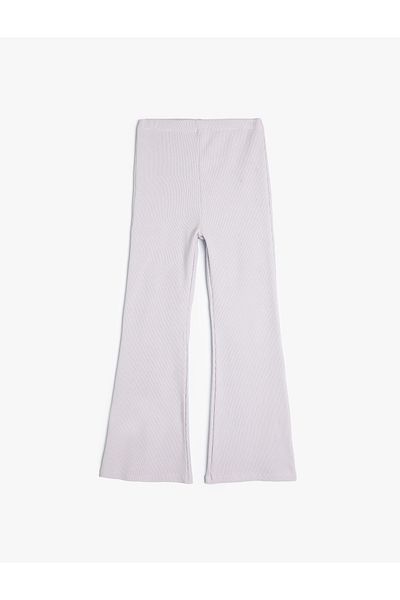 Koton Basic Flare Leg Leggings Trousers with Elastic Waist Ribbed