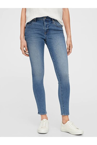 GAP Kadın Koyu Mavi Mid Rise Universal Legging Washwell™ Jean Pantolon