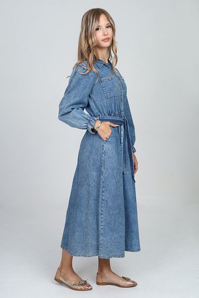 Pantulux Rochie de blugi pentru fetiță, 100% bumbac, din denim, potrivită pentru hijab lung