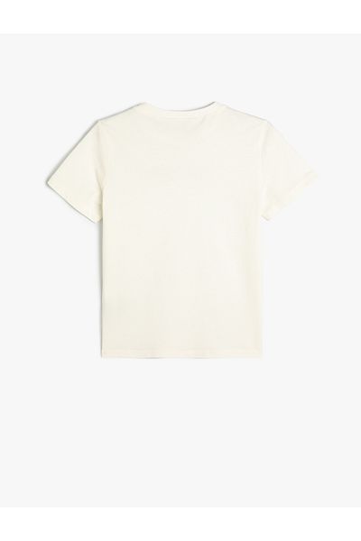 Koton Cotton Short Sleeve T-Shirt - Crew Neck, Slogan Printed