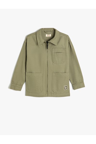 Koton Cotton Long Sleeve Shirt - Pocket and Zipper