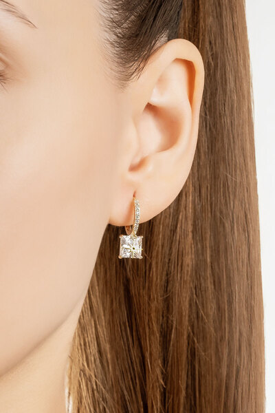 So CHIC... Kare Kesim 18 Ayar Sarı Altın Kaplama Gümüş Küpe