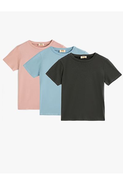 Koton 3-piece Basic Short Sleeve T-shirt Set - MulTicolored