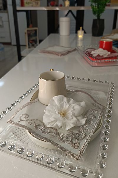 CAMİNHO DA LUA Sara Model 6 Bucuri Servetel Cocktail Cafea Servetel Prezentare Coaster Decorativ De Lux Prezentare Mare