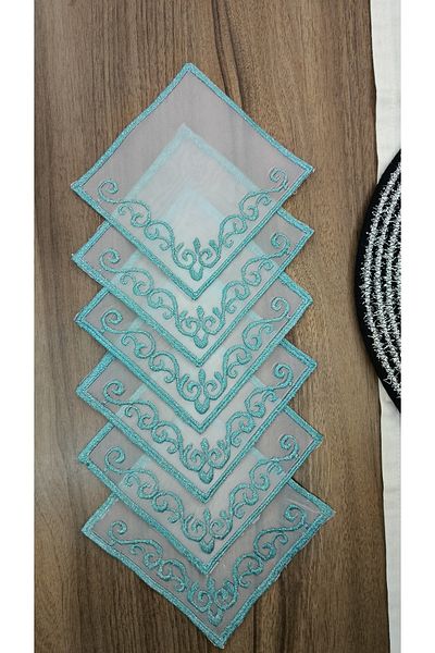 CAMİNHO DA LUA Sara Model 6 Pieces Cocktail Napkin Coffee Presentation Napkin Coasters Luxury Decorative Large Presentation