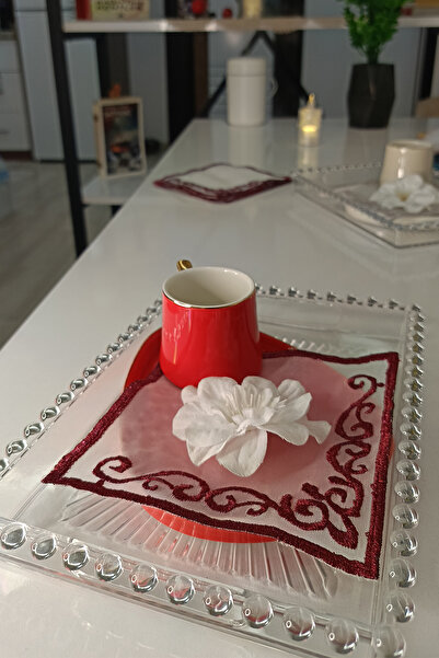 CAMİNHO DA LUA Sara Model 6 Adet Kokteyl Peçetesi Kahve Sunum Peçetesi Bardak...