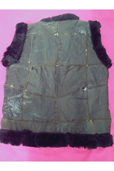 hoaryage Детски елек от агнешка кожа, ушит от естествена агнешка кожа