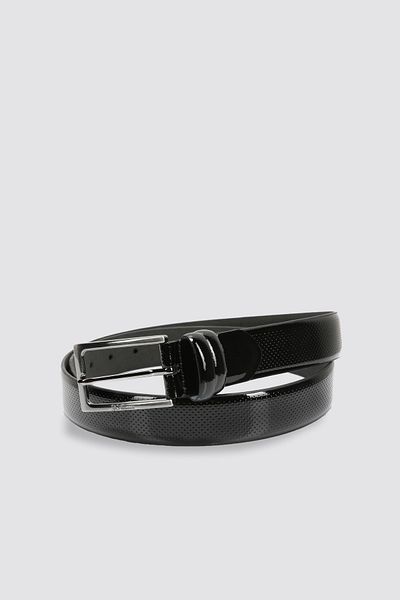 D'S Damat Black Patterned Leather Belt