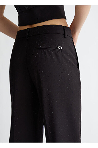 Liu Jo Women's Relaxed Fit Hidden Button Black Pants Wf4447T2627-M9027