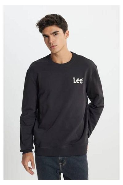 Lee Antracitová mikina Regular Fit Normal Střih ze 100% bavlny s výstřihem